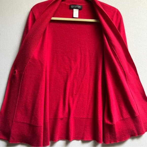 Jones New York Collection red cashmere sweaters cardigan Sz M - Picture 3 of 11